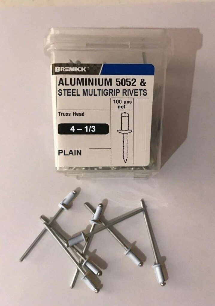 ALUM MULTIGRIP TRUSS RIVET HD 4-1/3 - PLAIN - 100 Pack, Fasteners & Fixings - Construction Supplies Australia