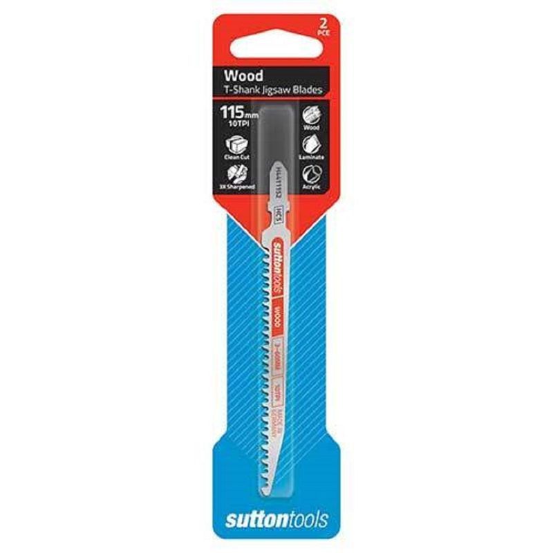 Sutton Jigsaw Blade Euro Shank Wood 3.0-60mm Extra Fine Cut 2 Pcs 115mm X 10tpi, Roofing Sheets - Construction Supplies Australia