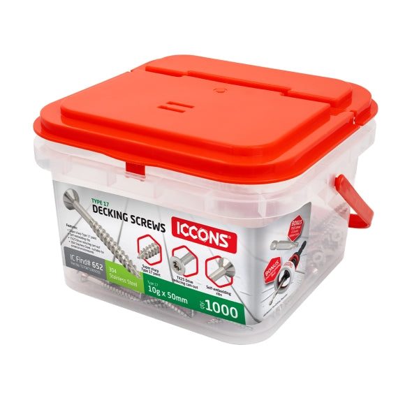 General Purpose Type 17 Decking Screw Kit T25 Torx Drive (10-12x50) - Box 1000, Roofing Sheets - Construction Supplies Australia
