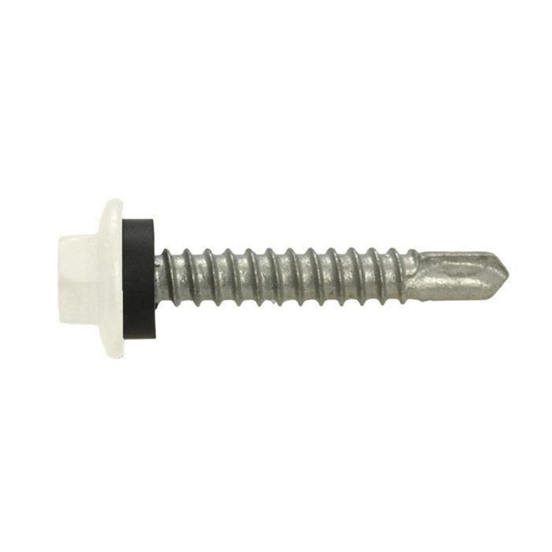 Hex Head Self Drilling Screw With Neo Washer Class 4 12-14 X 25mm - Surfmist, Roofing Sheets - Construction Supplies Australia