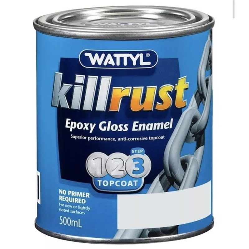 Wattyl Killrust Gloss Enamel 500ml - Matt Black, Accessories & Job Essentials - Construction Supplies Australia