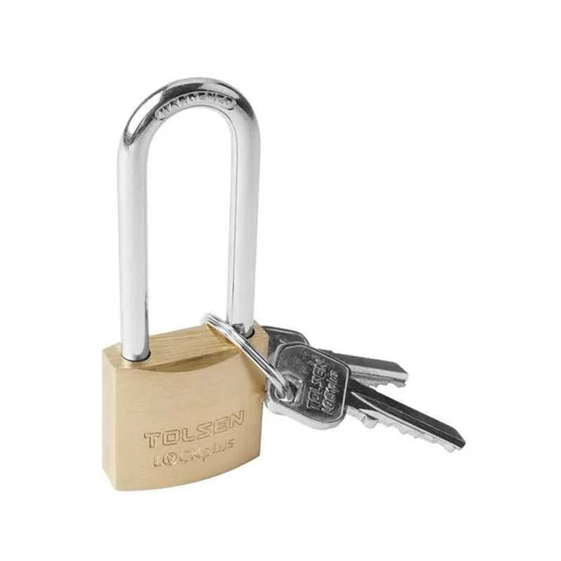 Tolsen Brass Padlock + Long Shackle - 30mm, Roofing Sheets - Construction Supplies Australia