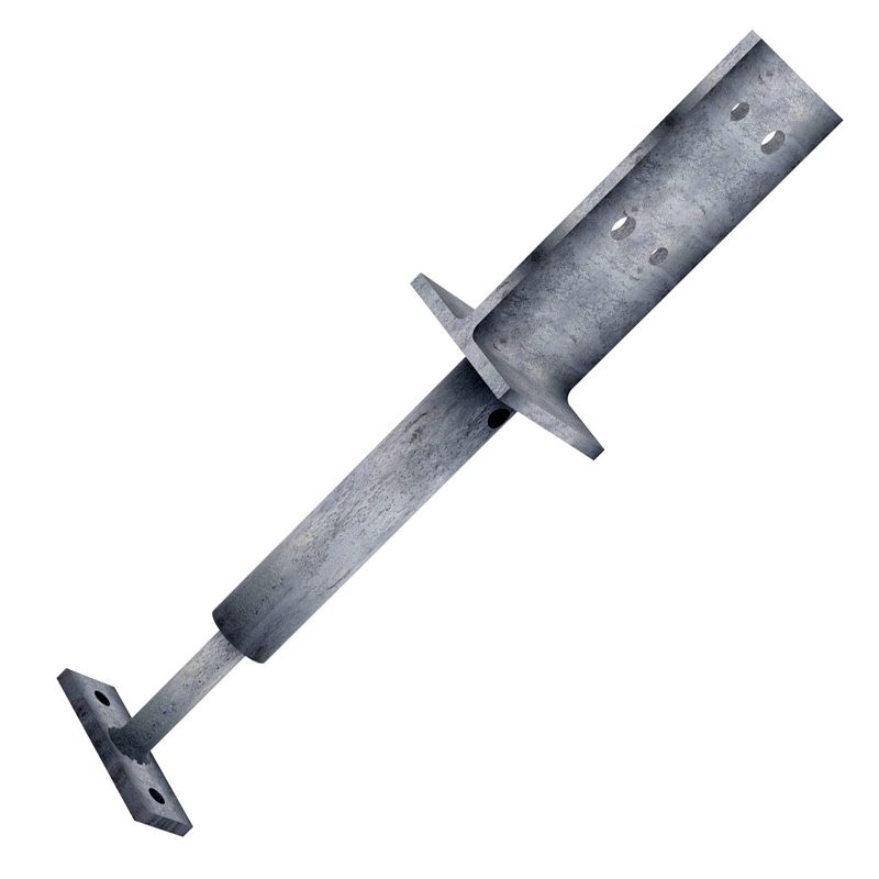 Heavy Duty Adjustable T Blade Post Anchor - 250 x 115 x 10mm / M12, Roofing Sheets - Construction Supplies Australia