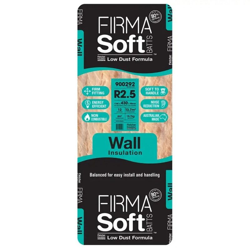 Firmasoft Wall Insulation Batts R2.5hd - 1160 x 430 x90mm x 6m2, Accessories & Job Essentials - Construction Supplies Australia