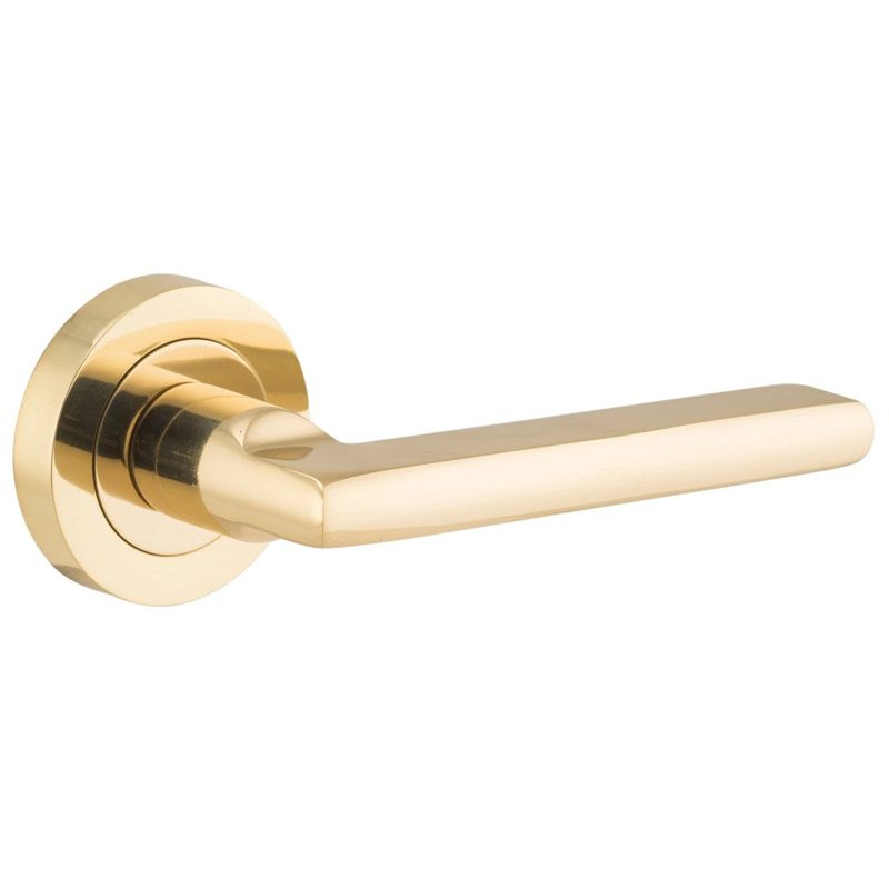 Iver Baltimore Passage Lever 1/2 Rnd Backplate Left Hand 52 X 58mm - Brushed Brass, Accessories & Job Essentials - Construction Supplies Australia