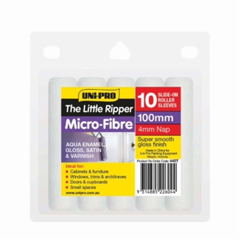 Uni-Pro Little Ripper Micro Fibre Paint Roller Set 10 X 100mm, Roofing Sheets - Construction Supplies Australia