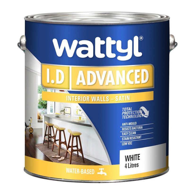 Wattyl I.D Advanced Satin Enamel White - 1l, Paint And Primer - Construction Supplies Australia