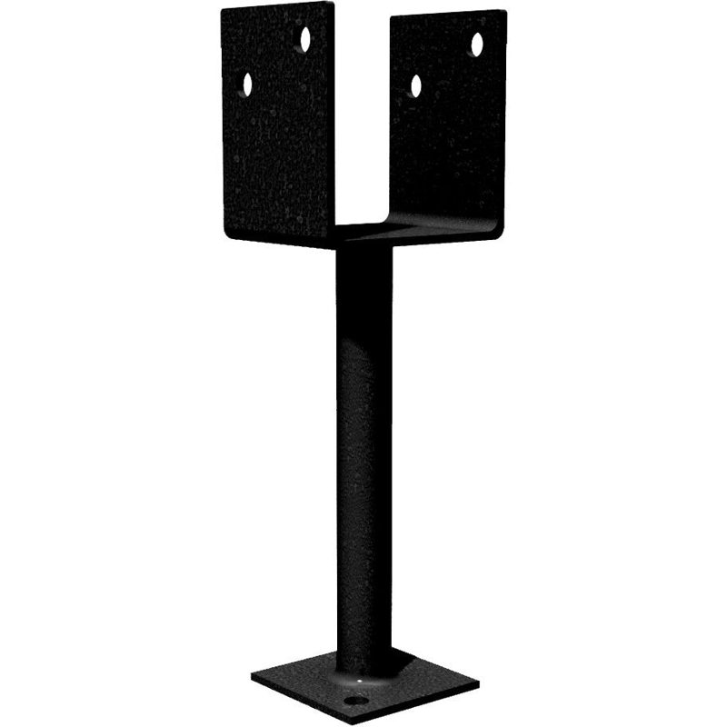 Dunnings Type B Full Stirrup Post Anchor With Leg - M12 - 4mm Black - 90mm / 200mm, Fasteners & Fixings - Construction Supplies Australia