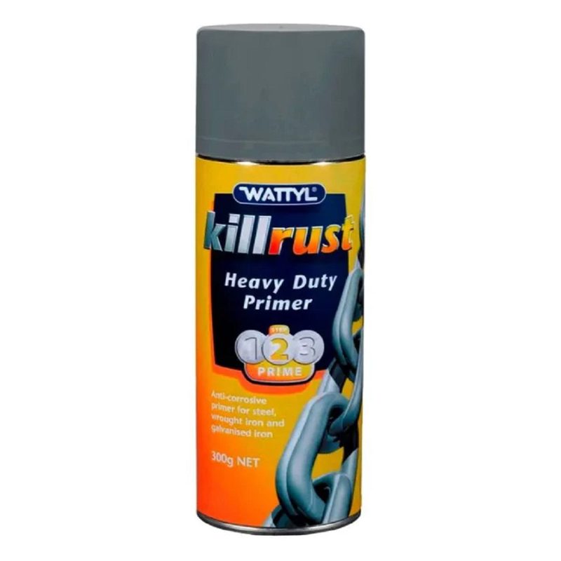 Wattyl Killrust Heavy Duty Anti-Corrosive Primer Spray - Grey - 300g, Roofing Sheets - Construction Supplies Australia