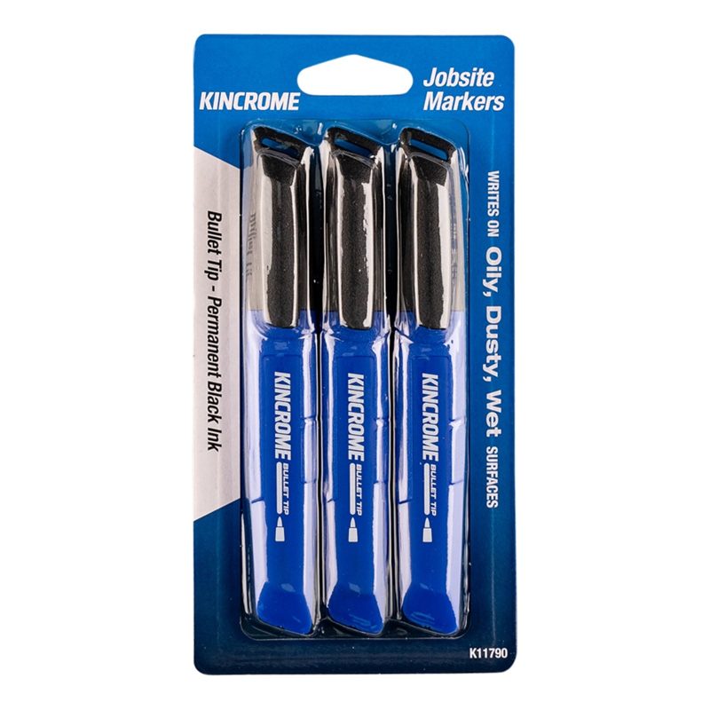 Permanent Marker - Bullet Tip / Black / 3 Pack, Measuring Tools - Construction Supplies Australia