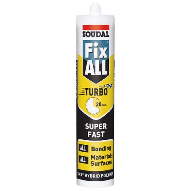 Soudal Adhesive Sealant Super Fast Fixall Turbo 290ml - White, Roofing Sheets - Construction Supplies Australia