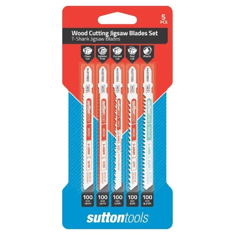 Sutton Jigsaw Blade Euro Shank Wood & Plastic 5 Pce Set, Roofing Sheets - Construction Supplies Australia