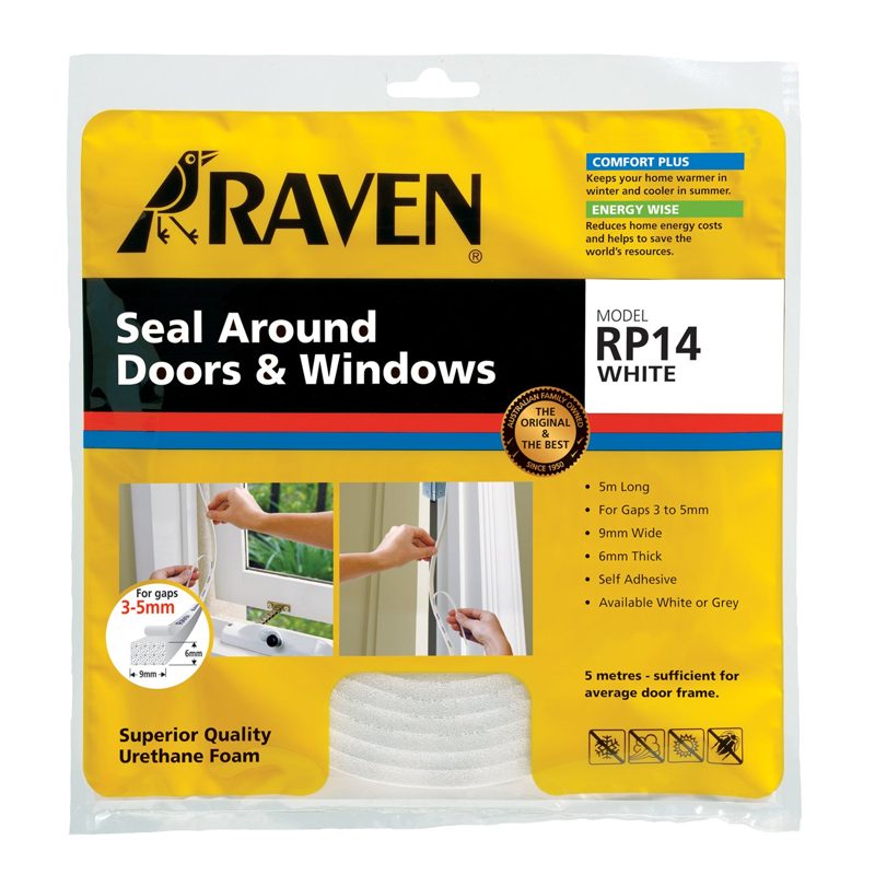 Raven Rp14w Door & Window Seal Foam Weather Strip 6mm X 5.0m, Roofing Sheets - Construction Supplies Australia