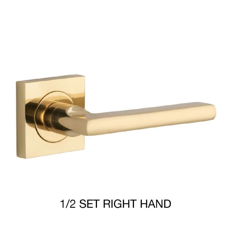 Iver Baltimore Lever 1/2 Set Sq Backplate Right Hand 52 X 55mm - Polished Brass, Roofing Sheets - Construction Supplies Australia