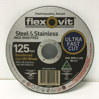 Flexovit Mega Cut Off Disc For Mild & Stainless Steel - 100 x 1.0 x 16mm, Abrasive And Diamond Tools - Construction Supplies Australia