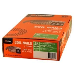 Paslode Coilmaster Coil Nail & Fuel Pack - Smooth Shank - Hot Dipped Galvanised - 32 X 2.7mm - 2400 Nails / 3 Fuel Cells, Roofing Sheets - Construction Supplies Australia