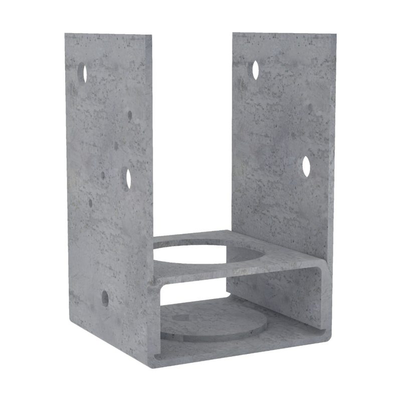 Type C Bolt Down Post Anchor Hot Dip Galvanised - 100mm / M10 / Ledge & Washer, Brackets And Fixings - Construction Supplies Australia