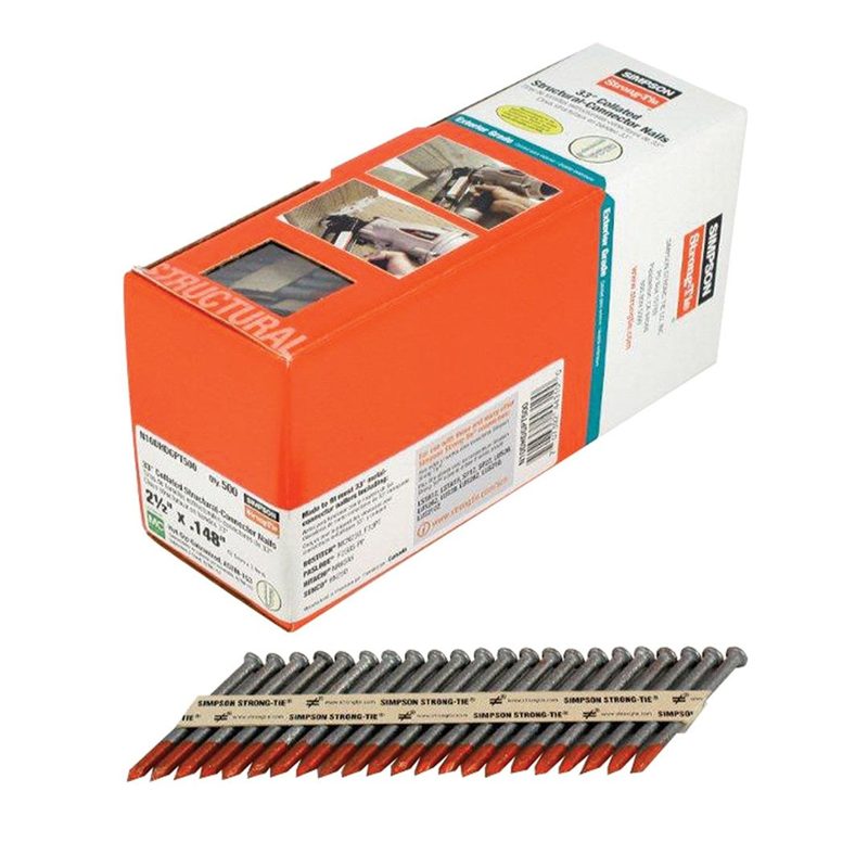 Simpson-Collated Connector Nail Galv 8d(3.32)X38mm (Box Of 4000), Roofing Sheets - Construction Supplies Australia