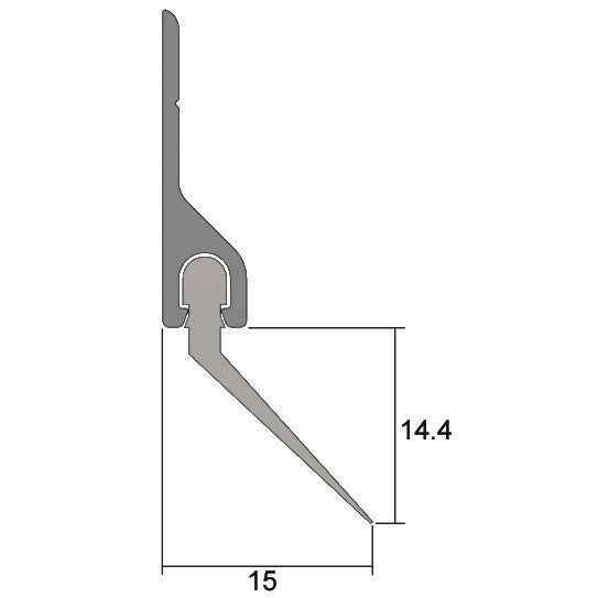 Kilargo Angled Silicone Sweep Seal - Clear Anodised - 14.4mm - 1000mm, Accessories & Job Essentials - Construction Supplies Australia