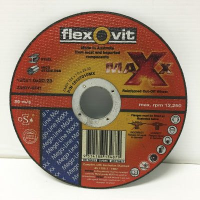 Flexovit Maxx Cut Off Disc For Mild & Stainless Steel - 115 x 1.0 x 22.23mm, Abrasive And Diamond Tools - Construction Supplies Australia