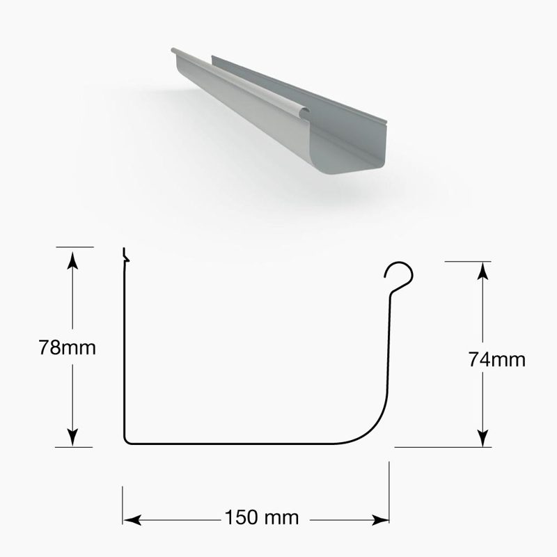 Lysaght Colorbond Quad 150 Lo-Front Gutter - Plain - 6000mm / 0.6mm, Roofing Sheets - Construction Supplies Australia