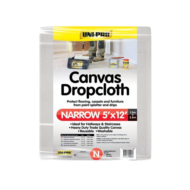 Uni-Pro Canvas Drop Sheet - 1.5m x 3.6m, Paint And Primer - Construction Supplies Australia