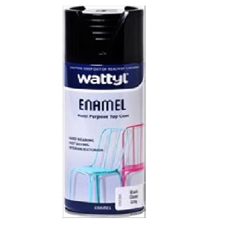 Wattyl Enamel Spray Paint Gloss 325g - Black, Accessories & Job Essentials - Construction Supplies Australia