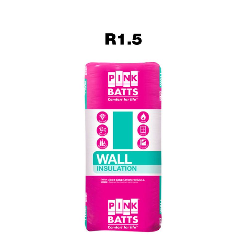 Pink Batts Wall Insulation R1.5 - 1160 x 430 x 70mm - 11.97m2, Accessories & Job Essentials - Construction Supplies Australia