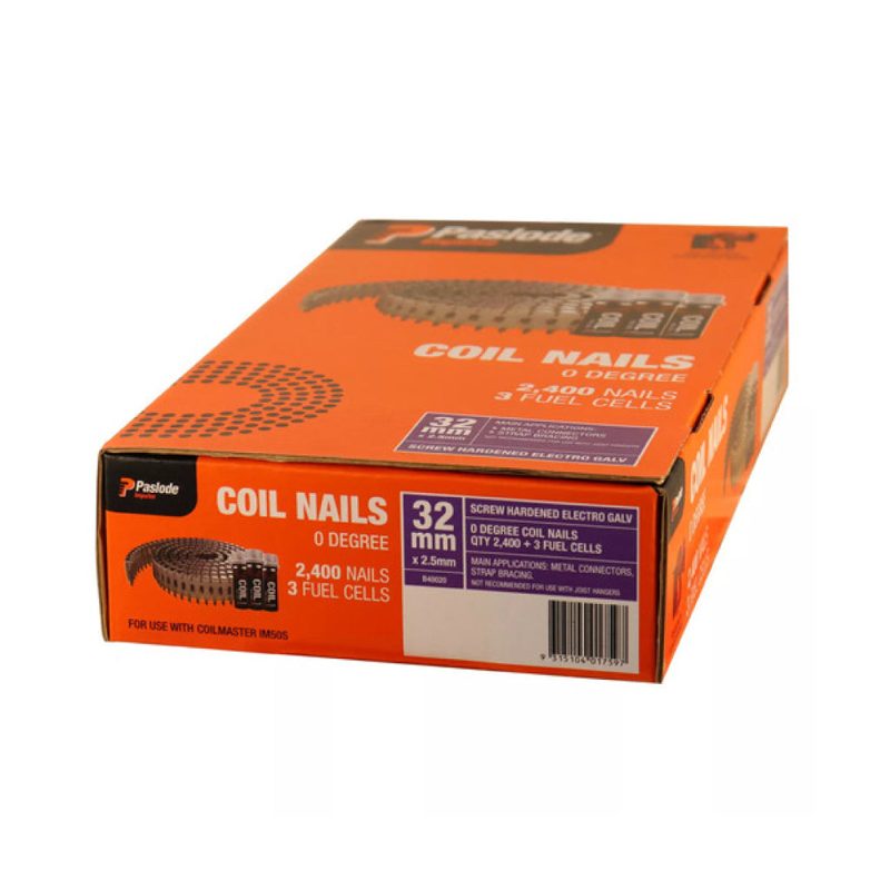 Coil Nail Screw Schank Pladtic Collated Hardened With 3 Fuel Cells - 32mm x 2.5mm / Box Of 2,400, Roofing Sheets - Construction Supplies Australia