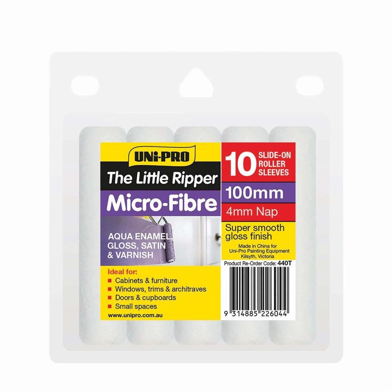 Uni-Pro Little Ripper Micro Fibre Paint Roller Cover - 10mm Nap, Paint And Primer - Construction Supplies Australia