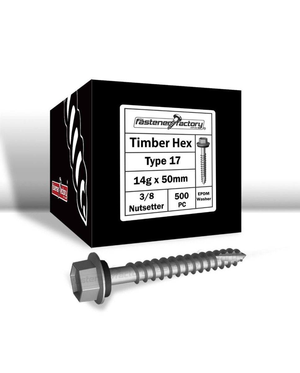 Type 17 Screws - Class 4 - T17 Hex Head 14-10 x 50 Neo Class 4 - Colour, Screws - Construction Supplies Australia