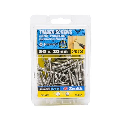 Screws / Long Thread Screws / Stainless 304, Screws - Construction Supplies Australia
