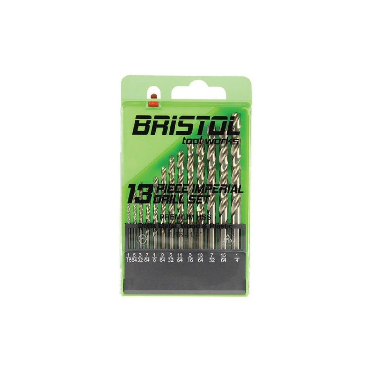 Bristol 13 Piece Imperial Set, 1/16-1/4, Drill Bits - Construction Supplies Australia