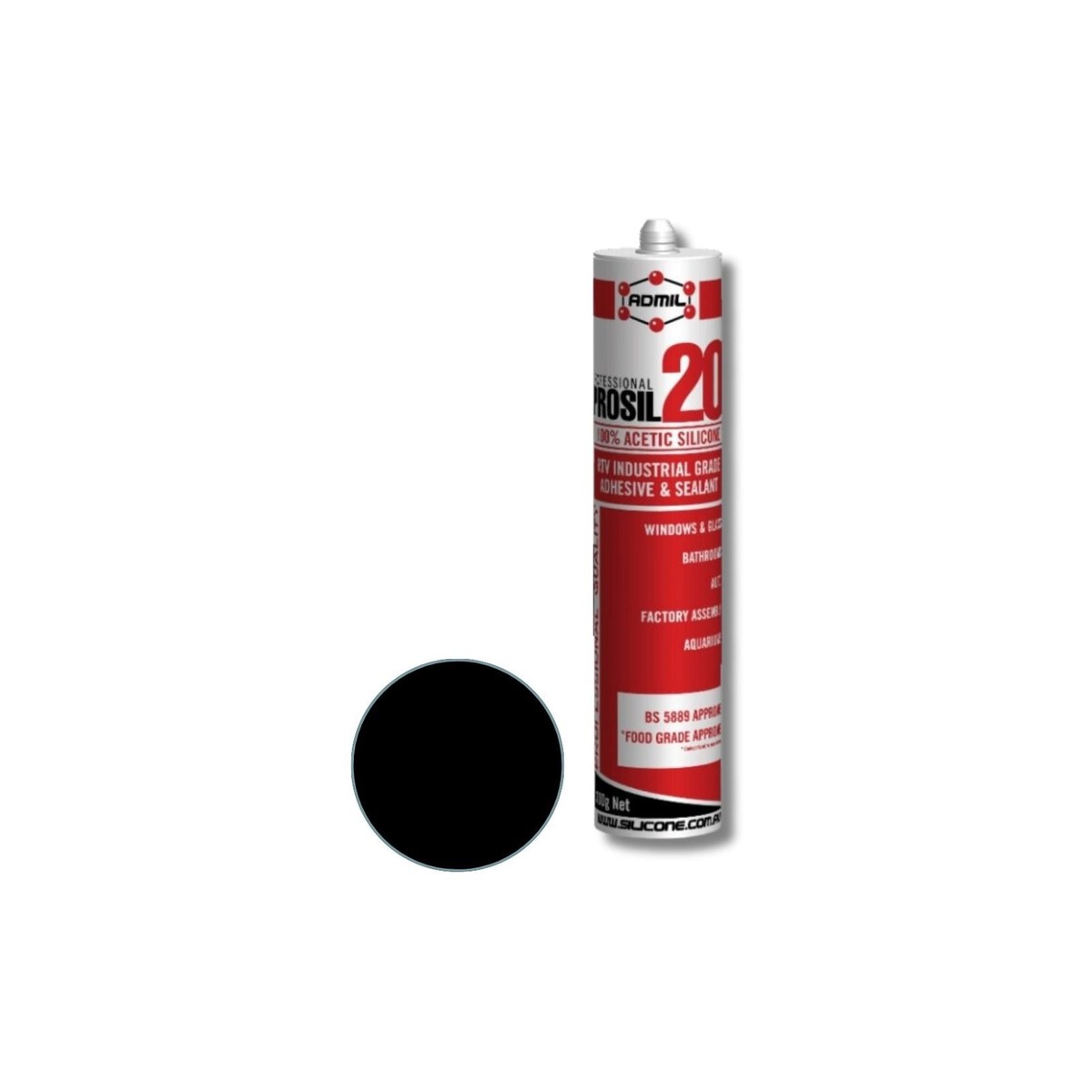 Prosil 20 Acetic - 20 - Prosil 20 Acetic, Black, Sealant And Adhesives - Construction Supplies Australia