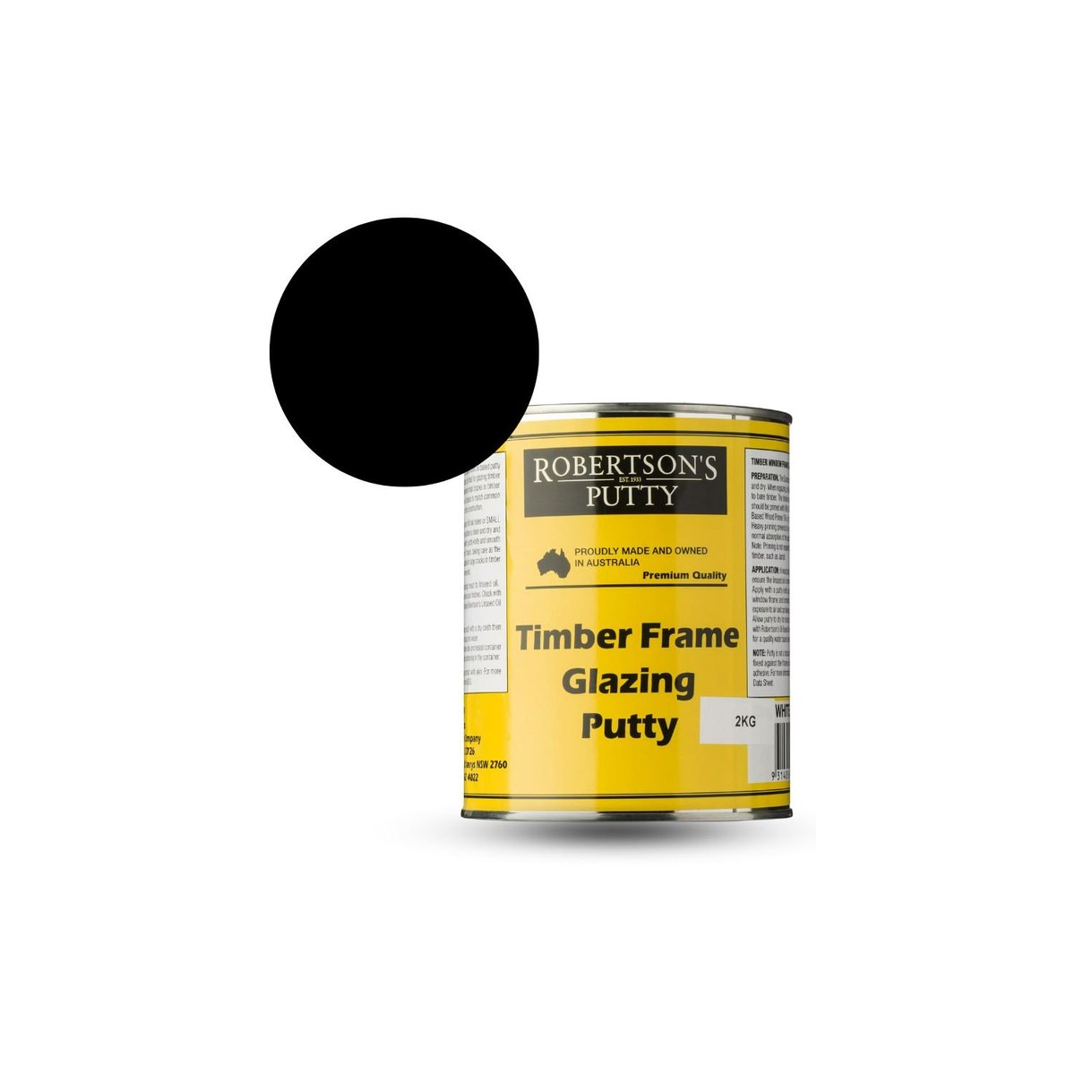 Putty Wood, Black - 02 - Putty Wood, Black, 2 kg, Putty Linseed Oil And Whiting Powder - Construction Supplies Australia