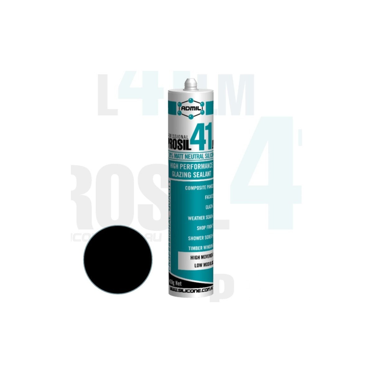 Prosil 41 LM - 41 x 300 - Prosil 41 LM 300ml Cartridge Matt Black, Sealant And Adhesives - Construction Supplies Australia